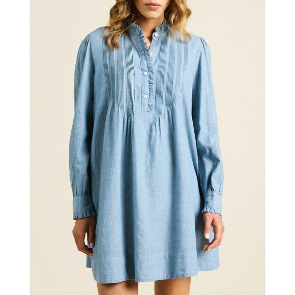 NEW NWT Trovata Birds Of Paradis Eve Chambray Shift Dress Size Large Vintage Ind - Picture 1 of 6